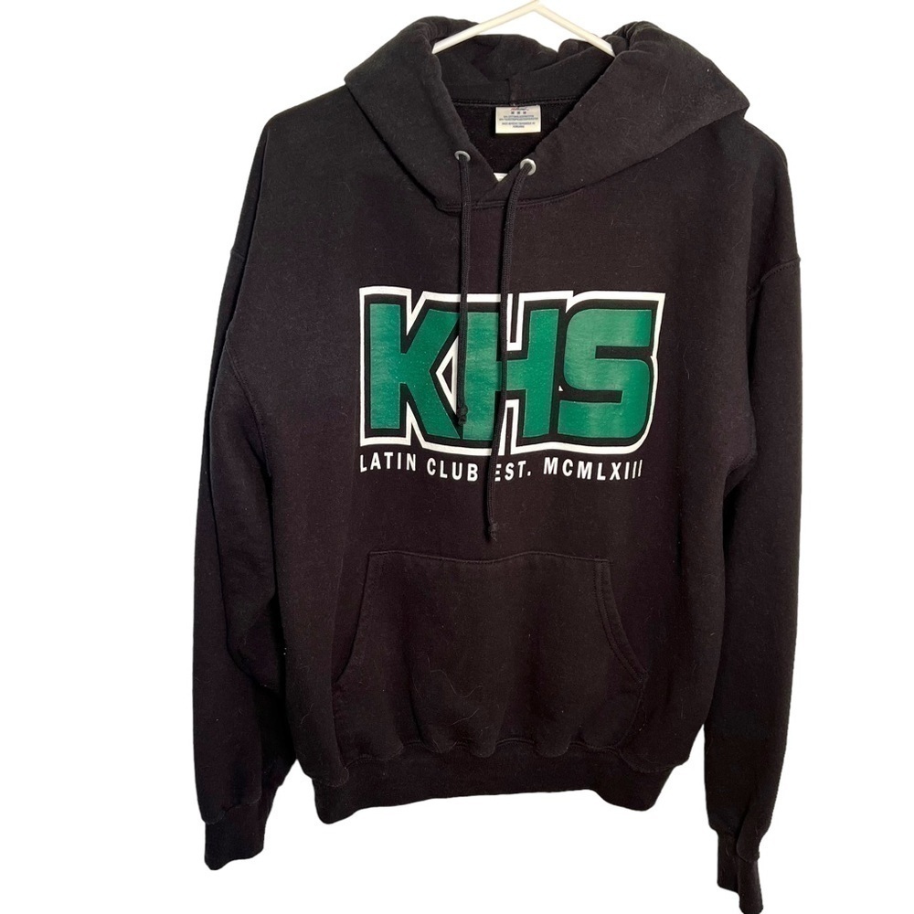 KHS Latin Club Unisex Size Medium Hoodie Jerzees Nublend Black Green Earth Stars
